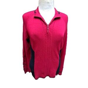 NILS Sportswear Sweater Womens Medium 1/4 Zip Long Sleeves Red black